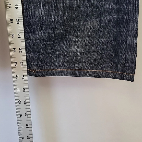 FUBU Collection Painted Crop Jeans Indigo Wash Size 9/10 - Picture 10 of 13